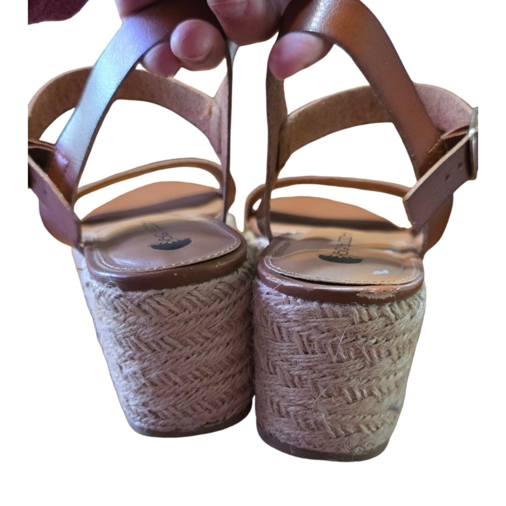 Big Buddha Jute Platform Wedge Espadrille Sandals Cognac Size 9.5 - Picture 5 of 15